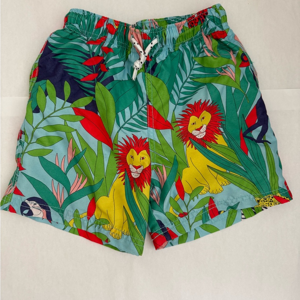Boden Jungle Print Swim Trunks